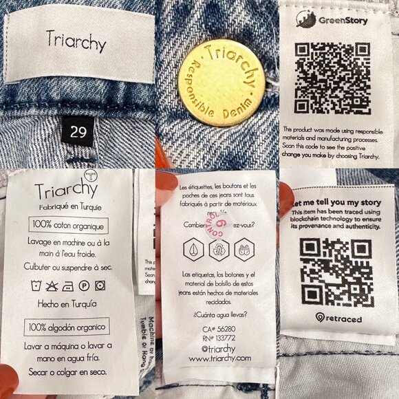 Triarchy Stove Pipe High-Rise Destroyed Distressed Jeans in Light Indigo Denim - Picture 4 of 16